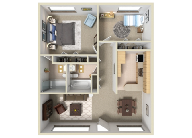 2 bedroom 2 bathroom floor plan at Canyon Vista Apartments in Tucson, AZ